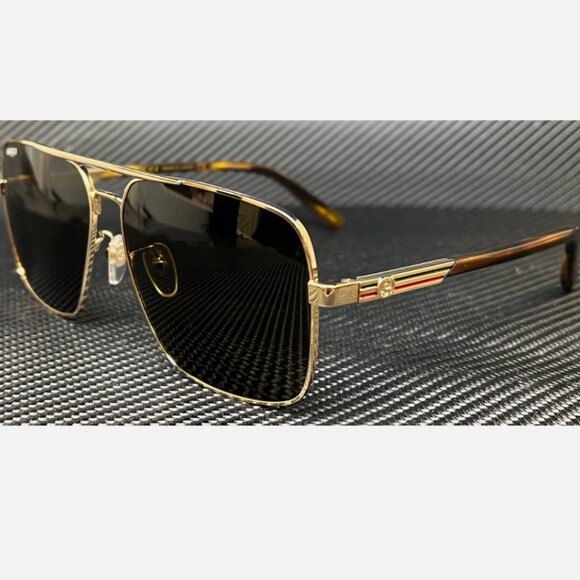 Gucci Gold Brown Large Men's Sunglasses 62mm - Picture 1 of 5